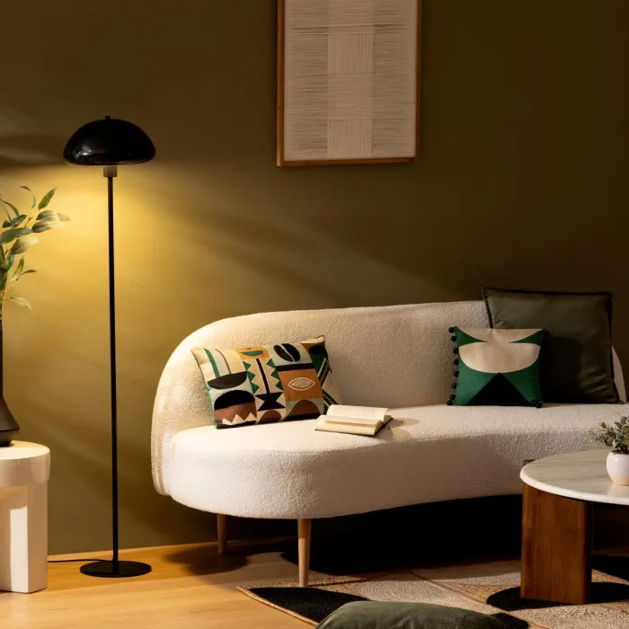 LAMPE DE SOL-140CM-TOUT EN METAL-NOIR